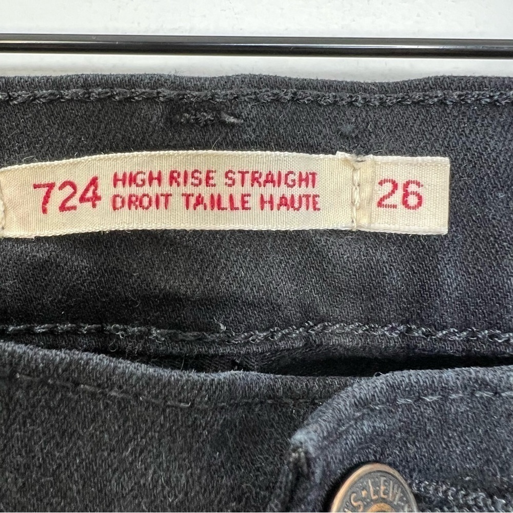 Levis 724 High Rise Straight cropped black jeans 26 - Picture 11 of 14